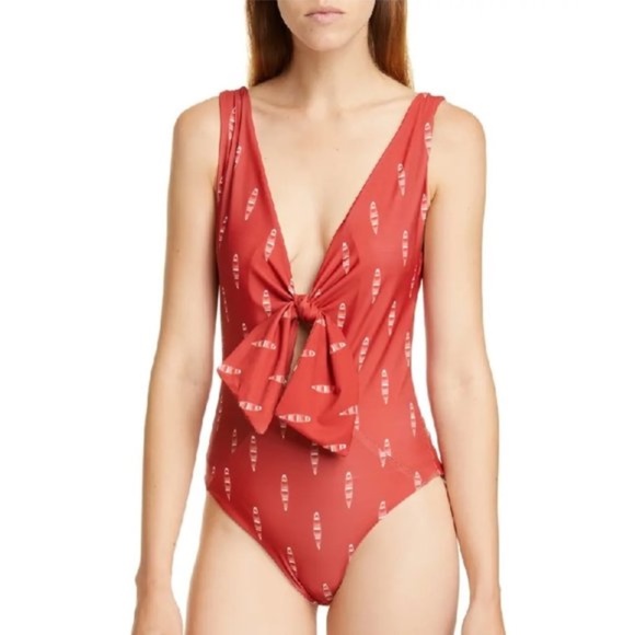 JOHANNA ORTIZ Boat Print Tie Front Swimsuit - Picture 1 of 9